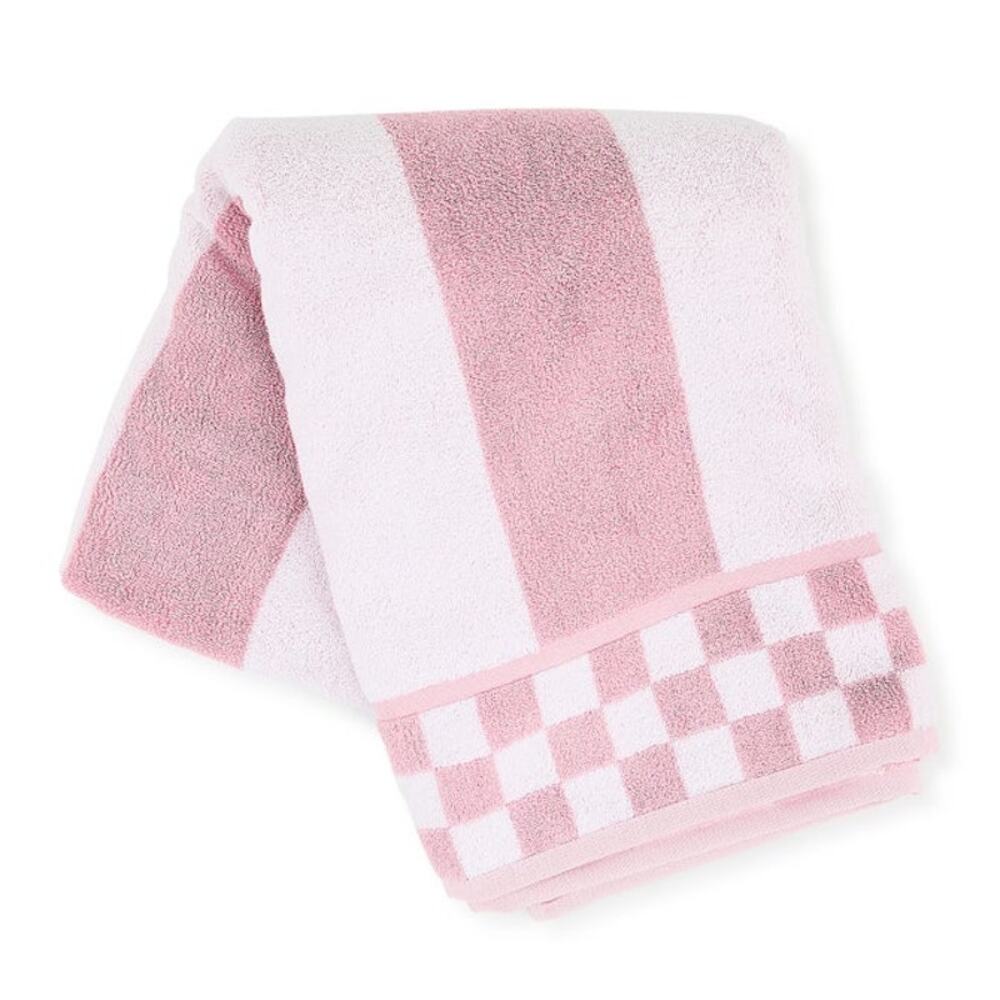 NEW Mackenzie-Childs Cotton Bath Towel with Rosy Check Border